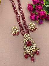 Designer Heavy Quality Victorian Polki Pendant Necklace Jewellery Set For Weddings Victorian Necklace Sets